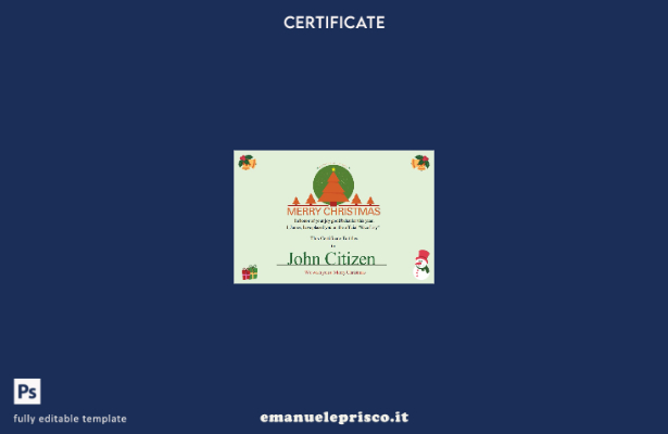 modello di certificato regalo di Natale USA in stile verificato